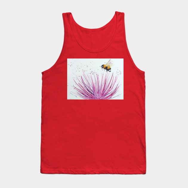 Bumble bee and Pink Flower Tank Top by Casimirasquirkyart